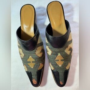 Turkish Ottoman Collections Stylish Black and Green Women's Mules SZ 8